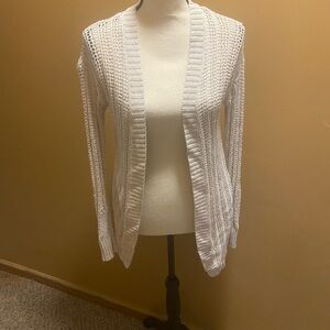 American Eagle cream color crochet open front long cardigan sweater sz XS
